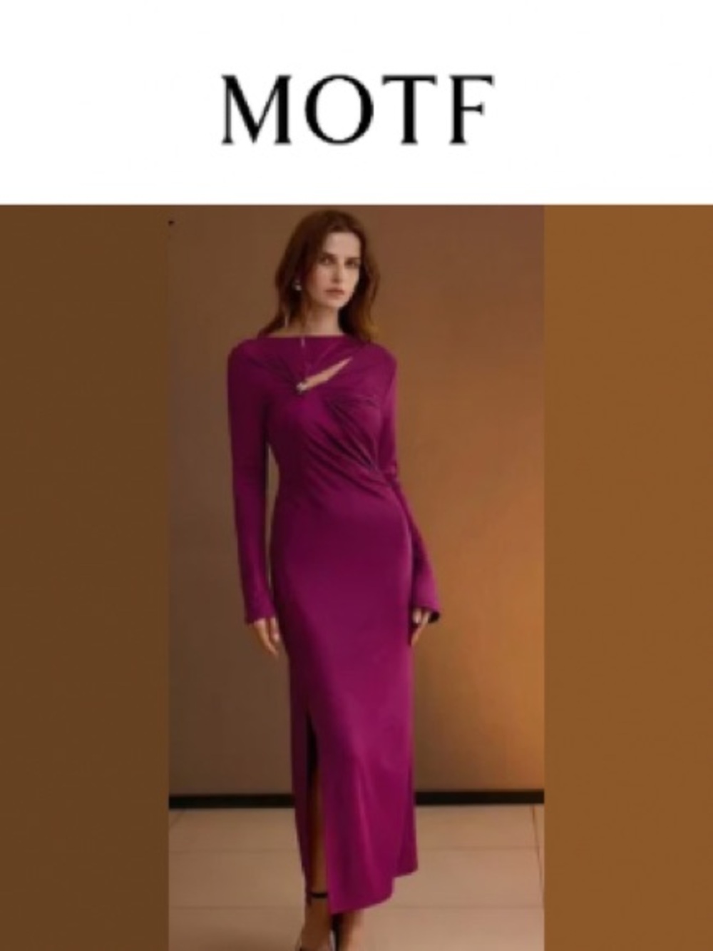 🆕MOTF Magenta Long-Sleeve Twist-Detail Maxi Dress